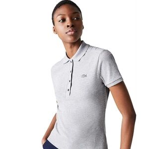Lacoste Slim Fit Pique Polo in Gray Size 42/Med